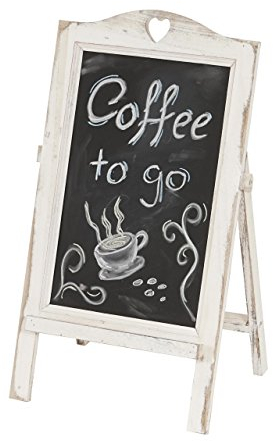 Werbetafel HWC-E51, Aufsteller Kreidetafel, 66x37x27cm Shabby-Look Vintage - weiß