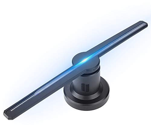 Proiettore pubblicitario olografico 3D, proiettore olografico 3D Display LED Fan Proiettore Ologramma Displayer pubblicitario + 8G Carta di TF per Negozio, Negozio, Bar, Supermercato, ECC.(EU)