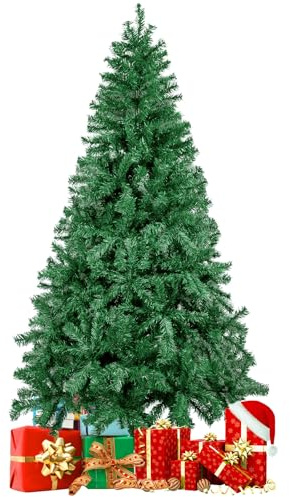 Uten Albero di Natale Artificiale 150cm, Albero di Natale, Verde Naturale, 450 Rami, Supporto In Metallo Staccabile, Facile Montaggio, Per Interni e Esterni Decorazioni Natalizie