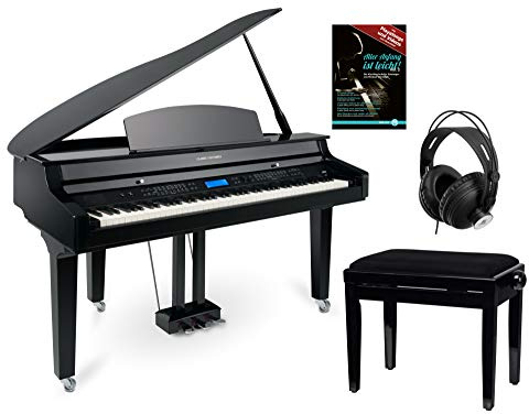 Classic Cantabile GP-A 810 Digitalflügel Set (88 Tasten mit Hammermechanik, 3-fach Sensorik, 1200 Voices, Bluetooth, inkl. Bank, Kopfhörer Schule) schwarz Hochglanz