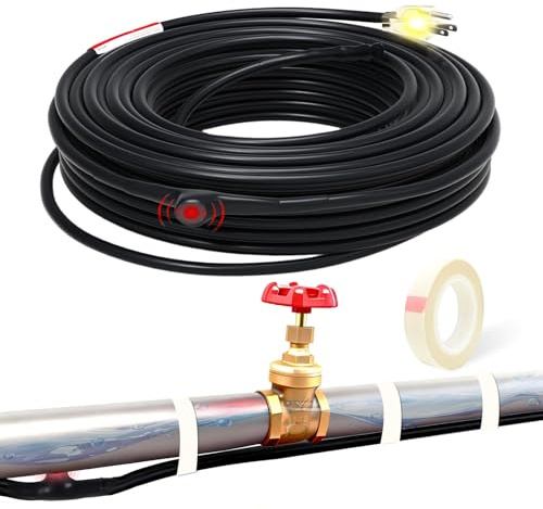 TOPDURE 6ft Pipe Freeze Protection Heat Tape Constant Wattage 7w/ft, Energy-Efficient with Thermostat, Safe for Metal & Plastic Pipes, -40°F Performance