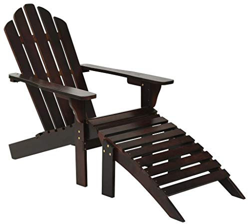 Festnight- Gartensessel mit Fußstütze Gartenliege Sonnenliege Liegestuhl Deckchair Gartenstuhl Gartenmöbel für Balkon Terrasse Garten Holz Braun