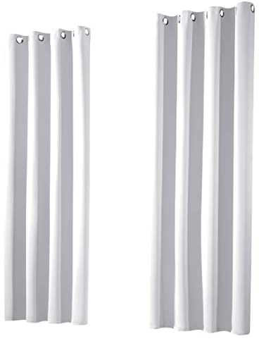 heimtexland ® 1 Paar Thermo- Verdunklungsgardinen Ösenschal Vorhänge Verdunkelnd Isolierend Blickdicht Verdunkelungsvorhänge HxB 245x135 Grau Weiß Typ139