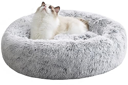 Western Home Hundebett Run, Katzenbett Flauschig, Hundekissen Kleine Hunde,Hundebett Waschbar,Hundekorb,Katzenkorb Zum Schlafen 50 cm,Hellgrau