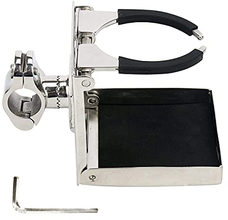 FreeTec Edelstahl montiert verstellbare klappbare Getränkehalter Dosenhalter Flaschenhalter Becherhalter Marine/Boot/Wohnwagen/Auto 55 bis 75 mm vertikale oder horizontale Schiene