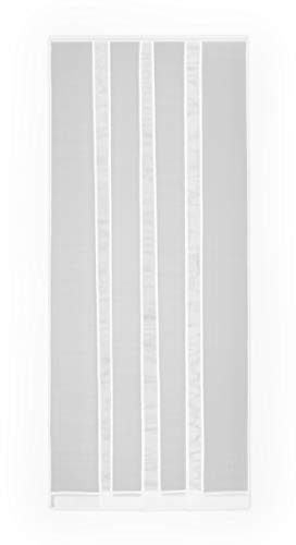 APANA - weißes Fliegengitter mit Lamellen inklusive Klemmleiste sowie Klett- und Flauschband - Insektenschutz zum Zuschneiden für Türen bis 100cm x 220cm - Lamellenvorhang mit Gewichten