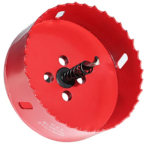 Sierra de corona bimetálica Ø 90mm, coronas para metal, madera, plásticos, escayola, PVC y materiales de obra en seco, Broca para agujeros redondos, profundidad de corte de 40 mm