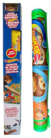 ODS -42022 Hot Wheels Tischteppich, mit abwaschbarer Oberfläche, 1 Auto inklusive, groß, 42022