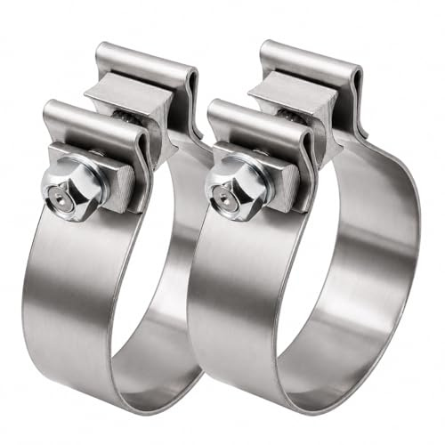 ROADFORMER 2.75 inch Exhaust Clamp Narrow Band Stainless Steel for Exhaust Pipe, Muffler and Exhaust System Repair (2 Pack) | 2.75 exhaust clamp for 2.75 OD-ID Slip Fit Exhaust Pipe, Muffler, Catalytic Converter & Exhaust System Repair
