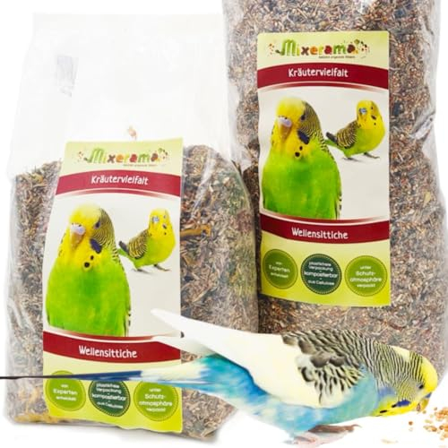 Mixerama Wellensittiche Kräutervielfalt - natürliches Futter für den Wellensittich mit extra Kräutern Sittichfutter Vogelfutter