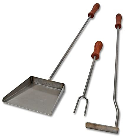 Premium Kamin-Grillschalen-Set, inkl. Feuerhaken, Gabel und Schaufel Edelstahl
