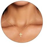 HAXIYA Gold Cross Necklace for Women - 18K Gold Plated Chain with Dainty Pendant