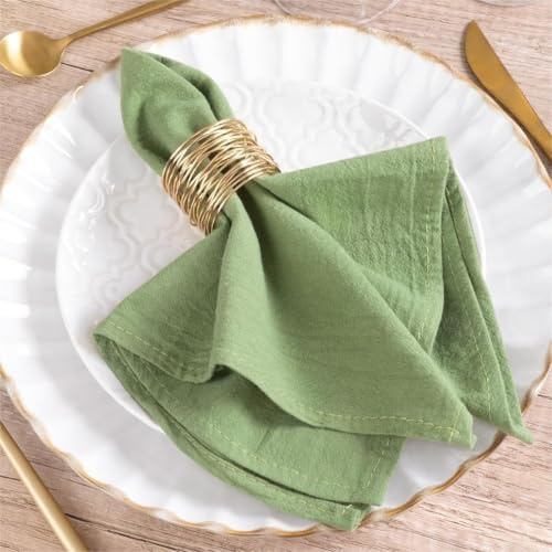 MLMW Sage Green Cloth Napkins Set of 6 Cotton Linen Spring Easter Napkins Cloth Bulk Washable Dinner Napkins 16×16 for Wedding Baby Bridal Shower Birthday Garden Party Table Decor