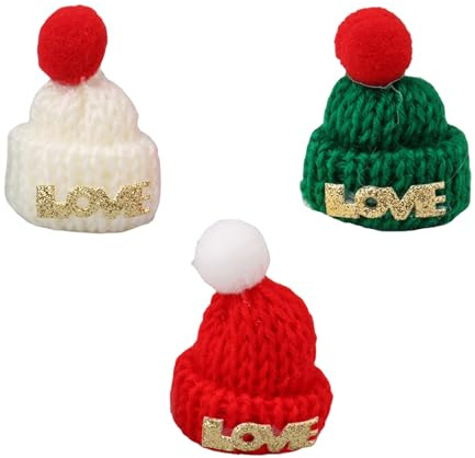 BABANI 120 Stück Mini Strickmützen Zum Basteln Mützen Für Sorgenwürmchen Mützchen Sorgenwürmchen Weihnachtsmützen Puppen Hut Zum Kleine Weihnachten Basteldekoration Gestrickt Ornamente (1)
