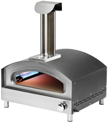 FORNEZA - Forno per Pizza a Gas Professionale, Temperatura fino a 500°, Pronto in 10/15 minuti, Quoce in 60 secondi, Portatile, Colore nero Opaco, Area di Cottura 40,6 x 40,6 cm
