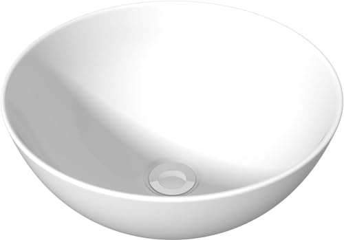 BAYSTONE Bathroom Countertop Vanity Wash Basin Sink Modern Ceramic Circular Curved Gloss White 360 x 360mm