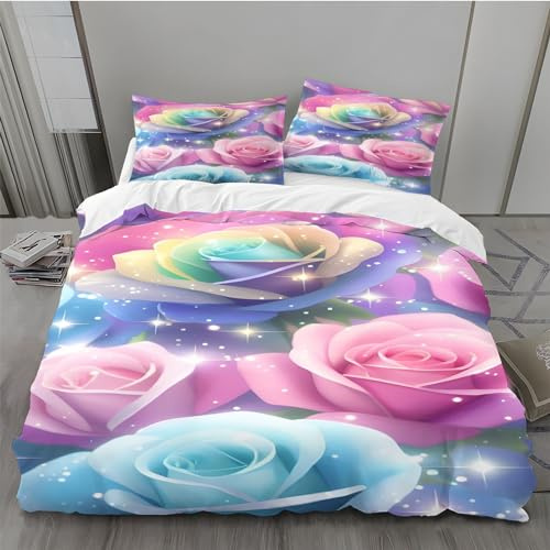 BAIL Housse de Couette 240 x 260 Rose Fantaisie Housse Couette Très Doux Parure de Lit Adulte en Microfibr 2 Taies d'oreiller 65 x 65 cm Convient pour Chambre