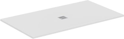 Ideal Standard - Ultra Flat S+, Plato de ducha rectangular ultrafino de resina efecto piedra, 180 x 100 cm, Ideal Solid, desagüe central, blanco