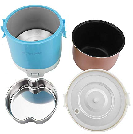 ANSNOW Olla Arrocera de 24 V Y 180 W - 1,6 L - Multifuncional Eléctrica Portátil - Mini Olla Arrocera de Viaje - Olla Extraíble - Olla Arrocera Vaporizadora de Alimentos para Automóviles/Azul