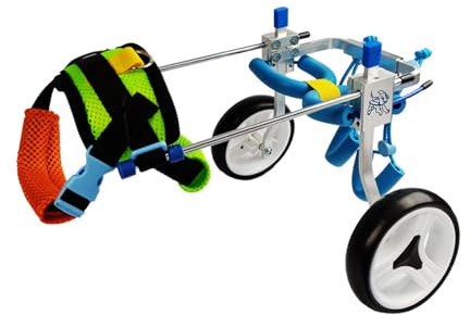 ZONABSQQ Verstellbarer 2-Rad-Hundewagen/Rollstuhl, für behinderte Hilfshinterbeine, kleine Hundekatze, unterstützter Gehwagen, XS++