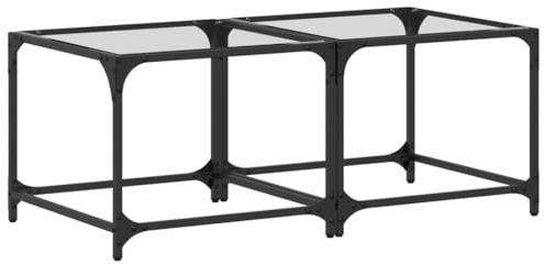 vidaXL Couchtische 2 STK., Couchtisch mit Glasplatte Edelstahlgestell, Sofatisch für Wohnzimmer, Kaffeetisch Beistelltisch Teetisch, Transparent Stahl