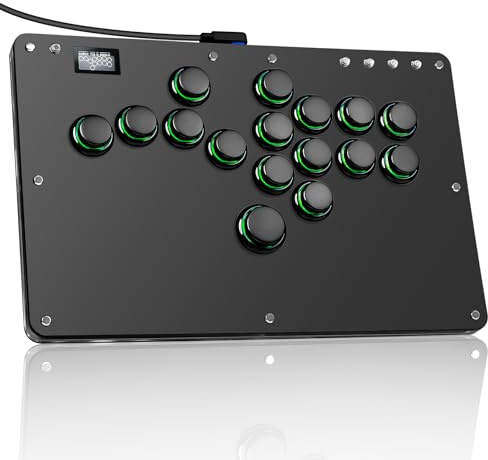 Sehawei R16 Leverless Arcade Stick Controller für Ps4/PC/Ps3/Switch/Steam | Haute 42,16Keys,für Fighting Games, mit Custom RGB/Turbo/Hot SwapFunktionen,black