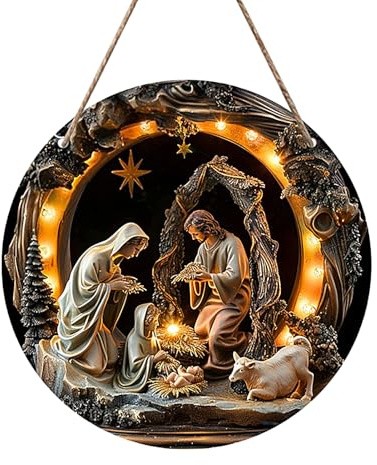 Keyubria Jesus Krippe Ornament, Weihnachts Jesus Krippen Ornamente, Krippen Türanhänger, Krippenanhänger, Krippenornamente Für Fenster, Kamin, Wand, Baum, Tür, Kaminsims