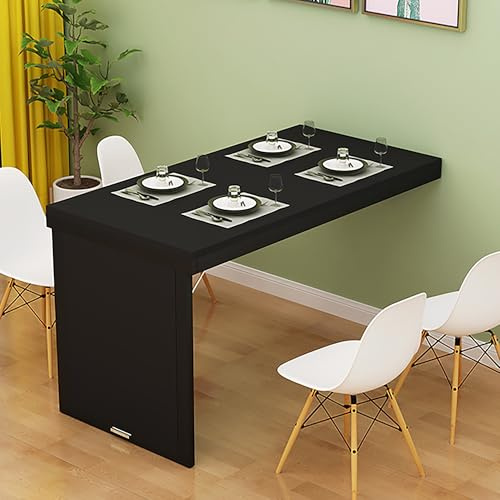 Tavolo pieghevole a muro tavolino a scomparsa da scrivania balcone ribalta parete salvaspazio pranzo cucina sospesa richiudibile lavoro, for soggiorno, sala da pranzo, cucina e tavolo da pranzo(Black,