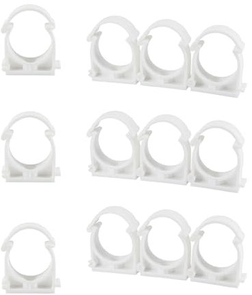 12 abrazaderas blancas de 40 mm de PVC para tubería de agua, clips de conducto fijos de agua PPR con hebilla fija de agua, abrazaderas de tubo con bisagras individuales