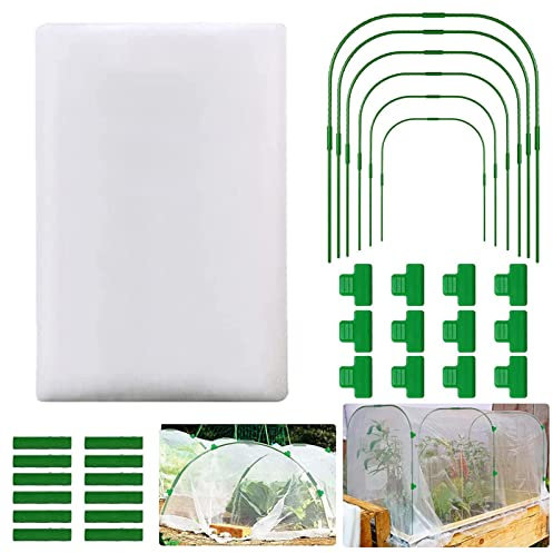 Neumáticos de invernadero con túnel de crecimiento, juego de neumáticos de jardín de acero con pinzas de invernadero y cubierta para plantas, accesorio de red de jardín, anillo de apoyo/clip/red para