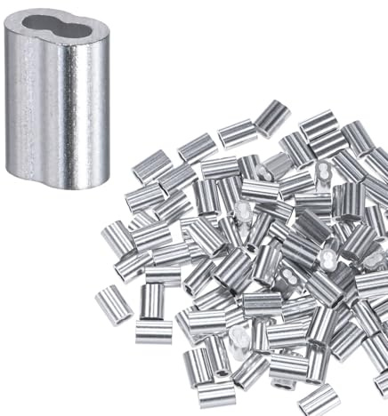 M METERXITY 200-Pack Aluminum Crimping Loop Sleeves, 1.5mm 1/16 Double Round Barrel Wire Rope Sleeves Cable Ferrule for Wire Rope/Cables Crimping Loop Sleeve