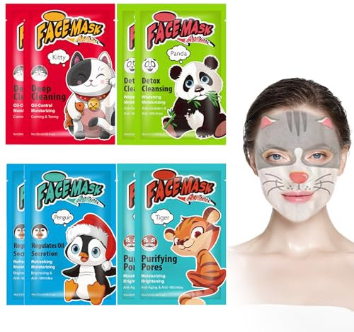 ARCHIDATE 8 Stück Tuchmasken Gesicht - Hautpflege Gesichtsmaske Frauen - Feuchtigkeitsspendende Gesichtsmasken Set - Masken Beauty Produkte Geschenke für Teenager Mädchen - Glatte Straffung der Haut