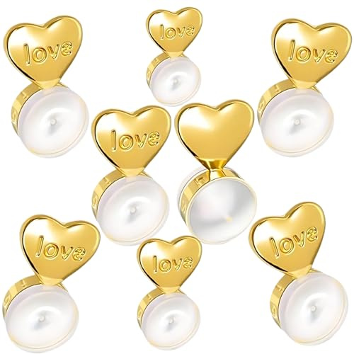 Cris Vida Valor Tuercas Elevadores Diseño Corazón | Pack de 4 Pares Cierres de silicona Hidroalergénicos | Caja de Regalo Premium