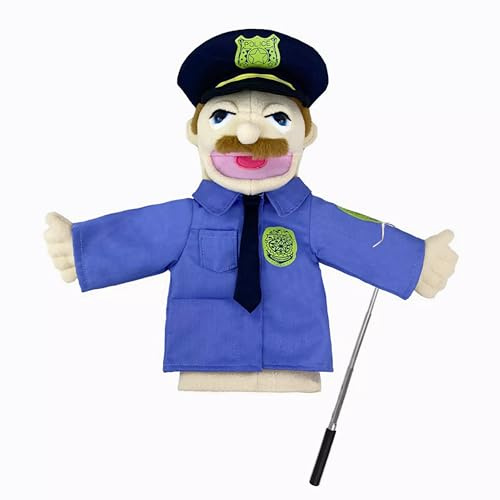 LOMTRATS Theater-Handpuppen für Kinder,inklusive Lehrer,Polizist,Bauer,Pirat,Detektiv usw.mit beweglichen offenen Mündern,perfekt zum Geschichtenerzählen,Unterrichten,als Festgeschenk,1 Stück