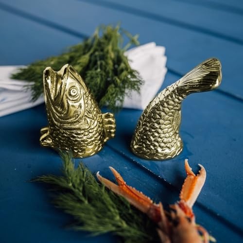 Culinary Concepts London Fish Salt and Pepper Cruet Set - Gold Finish