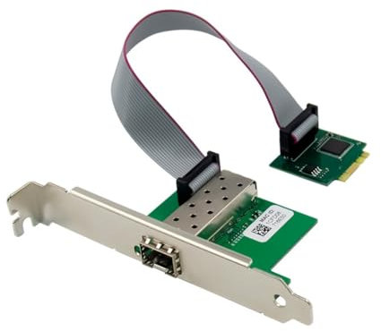 Knoruley Tarjeta de Red Gigabit Ethernet M.2 A+e con Puerto de Fibra Único SFP de 1000 Mbps, Adaptador de Servidor de Fibra Óptica LAN I210AS