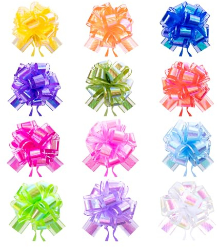 jijAcraft Lazo de regalo grande de 15 cm: 12 unidades de lazo decorativo para envolver regalos, lazos con cinta para bodas, cumpleaños, decoración del coche