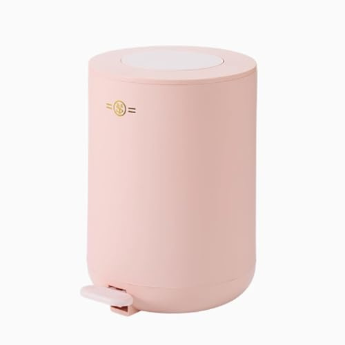Tqoiozxa Poubelle mignonne à fermeture douce avec couvercle pop-up rond en plastique avec pédale et seau intérieur pour cuisine, salle de bain, salon, bureau (rose, 10 l)