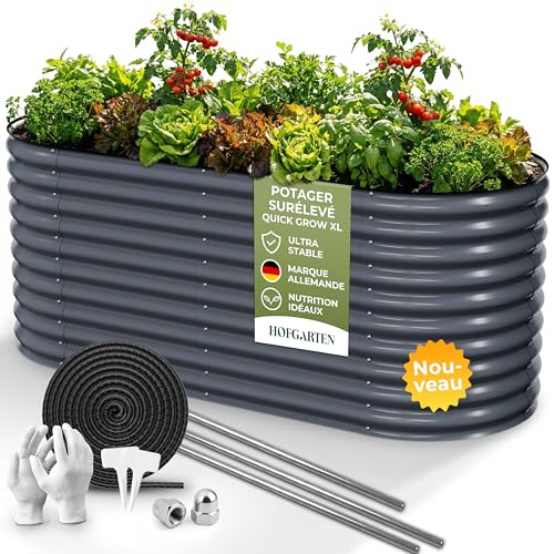 HOFGARTEN Hochbeet XXL aus Metall 200x80x78 cm, Anthrazit | Rückenfreundlich & langlebig, bodenoffen, Zn-Al-Mg-Stahl, formstabil bei voller Erdlast, hoher Korrosionsschutz