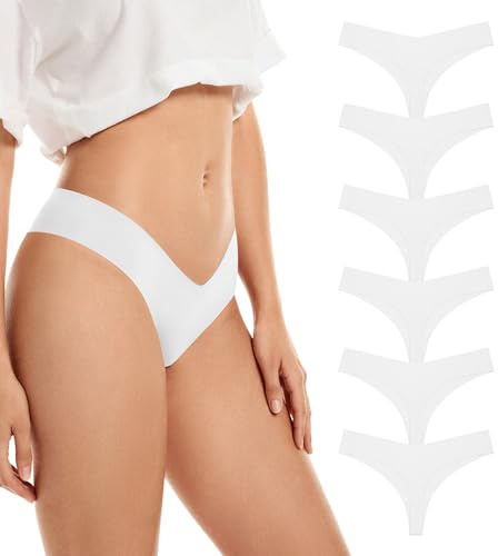 SHARICCA - Set di perizomi senza cuciture da donna, invisibili, tanga, biancheria intima, a vita bassa, atmoflessibile, no show, in cotone, string, XS