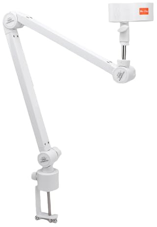 ASHATA Desk Mount Microphone Arm, Desk Microphone Holder Support 360° Rotation Adjustable Spring Clamp Sturdy Iron Pipe for 32 to 60mm Mic