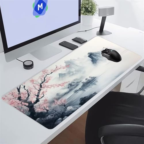 Tappetino Mouse XXL Gaming 1200x600x2 mm Pittura Inchiostro Tappetino per Mouse Grande Cuscinetto per Tastiera Grande da Scrivania Gaming Mousepad Lavabile per Ufficio e casa