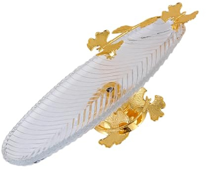 HDOYTXXM Elegante plato de dulces de frutas de metal con base reforzada de vidrio transparente para servir cocina doméstica servido esencial no deslizante plato de aperitivos de vidrio