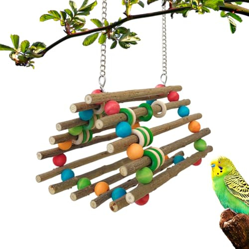 Fågelgunga trä abborre stege | Interaktiv kolibri gunga för nymfkakadua Conure lovebird Kanariegul Guinea Chinchilla kanin