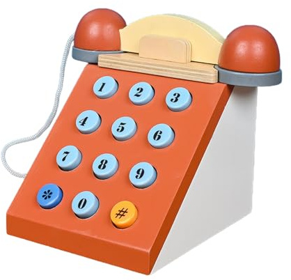 TOWARDSNAN Spielzeug Telefon Für Kinder Entwickelt Gedächtnisfähigkeiten. Rollenspiel Für Kinder. Retro Rollentelefone Aus Holz. Telefonspielzeug