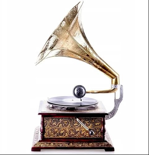 HMV – Gramophone fonctionnant – Phonographe – Look vintage – Enregistreur vinyle à remonter