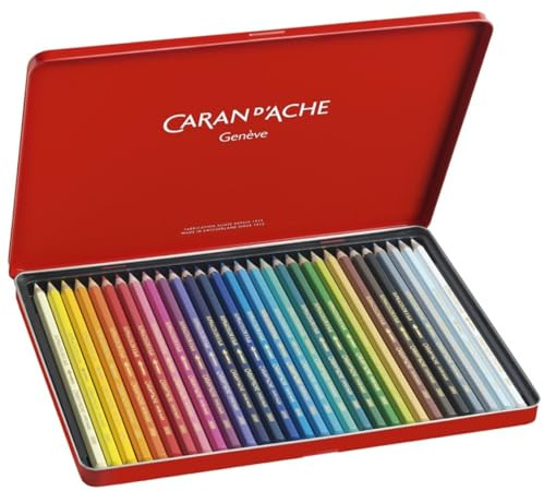 Caran Dache Metal tin with 30 assorted colours