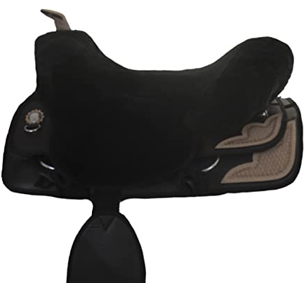Engel Reitsport – Får skin Seat Saver Western sadel – med horn cutout – (Sabez 3) Svart