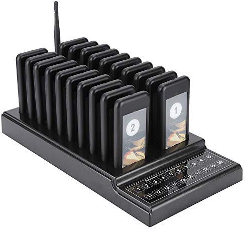 Tonysa Tonysa Wireless Paging Queue System, Wireless Queue Calling System, Guest Uf/Customer Call System mit 20 Kanälen 20 Pager für schnelles Restaurant Cafeteria Fast Food