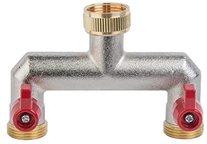 Bradas 3/4 Zweiwege-Splitter aus vernickeltem Messing mit Absperrhähnen für Ablasshahn